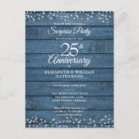 Surprise 25th Anniversary Blue Rustic Hearts
