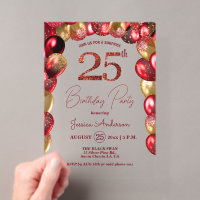 Surprise 25th Birthday Party Gold Burgundy Glitter