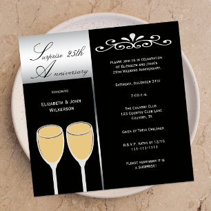 Surprise 25th Wedding Anniversary Party Invitation