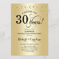 Surprise 30th Anniversary Gold Black Elegant