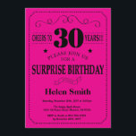 Surprise 30th Birthday Black and Hot Pink Invitation<br><div class="desc">Surprise 30th Birthday Invitation Black and Hot Pink Typography. Black and Hot Pink Background. Adult Birthday. Male Men or Women Birthday. Kids Boy or Girl Lady Teen Teenage Bday Invite. 13th 15th 16th 18th 20th 21st 30th 40th 50th 60th 70th 80th 90th 100th. Any Age. For further customisation, please click...</div>