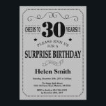 Surprise 30th Birthday Black and Silver Grey Invitation<br><div class="desc">Surprise 30th Birthday Invitation Black and Silver Grey Typography. Black and Silver Grey Grey Background. Adult Birthday. Male Men or Women Birthday. Kids Boy or Girl Lady Teen Teenage Bday Invite. 13th 15th 16th 18th 20th 21st 30th 40th 50th 60th 70th 80th 90th 100th. Any Age. For further customisation, please...</div>