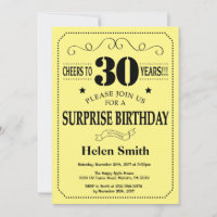 Surprise 30th Birthday Black and Yellow