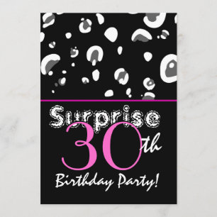 SURPRISE 30th Birthday Black Leopard Confetti Invitation