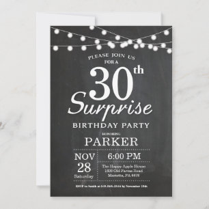 Surprise 30th Birthday Invitation Chalkboard