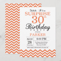Surprise 30th Birthday Invitation Coral Chevron