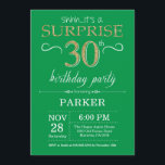 Surprise 30th Birthday Invitation Green and Gold<br><div class="desc">Surprise 30th Birthday Invitation with Green and Gold Glitter Background. Adult Birthday. Men or Women Bday Invite. Any age. For further customisation,  please click the "Customise it" button and use our design tool to modify this template.</div>