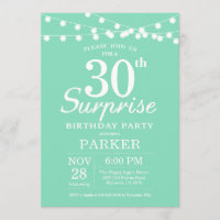 Surprise 30th Birthday Invitation Mint Green