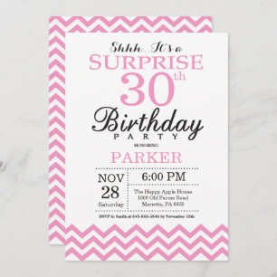 Surprise 30th Birthday Invitation Pink Chevron