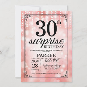 Surprise 30th Birthday Invitation Pink Glitter