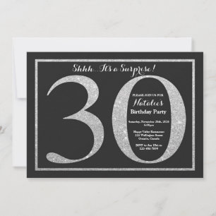 Surprise 30th Birthday Invitation Silver Glitter
