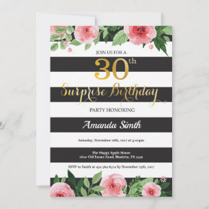 Surprise 30th Birthday Invitation Women Floral