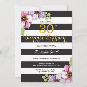 Surprise 30th Birthday Invitation Women Floral