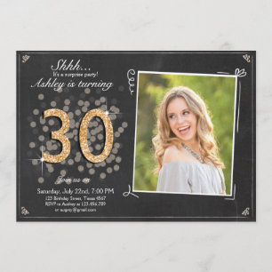 Surprise 30th birthday invite Chalkboard vintage