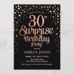 Surprise 30th Birthday Party - Black & Rose Gold Invitation<br><div class="desc">Surprise 30th Birthday Party Invitation.
Elegant design in black and faux glitter rose gold. Features stylish script font and confetti. Message me if you need custom age.</div>