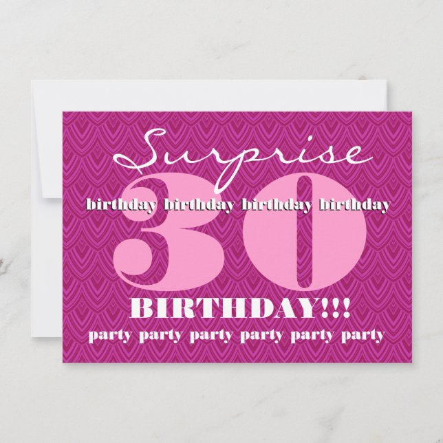 Surprise 30th Birthday Party Feathered Chevron Invitation (Front)