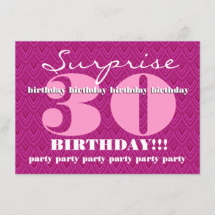 Surprise 30th Birthday Party Feathered Chevron Invitation