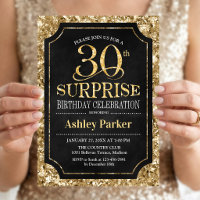 Surprise 30th Birthday Party - Gold Black