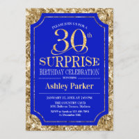 Surprise 30th Birthday Party - Gold Royal Blue