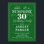 Surprise 30th Birthday Party - Green White Invitation<br><div class="desc">Surprise 30th Birthday Party Invitation.
Simple classy design in green and white. Surprise bday celebration for man or woman. Can be customised into any age!</div>