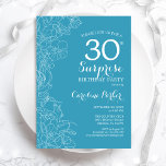Surprise 30th Birthday Party - Light Blue Floral Invitation<br><div class="desc">Light Blue Floral Surprise 30th birthday party invitation. Minimalist modern design featuring botanical accents and typography script font. Simple feminine invite card perfect for a stylish female surprise bday celebration. Can be customised to any age.</div>