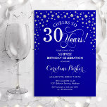 Surprise 30th Birthday Party - Royal Blue Silver Invitation<br><div class="desc">Surprise 30th Birthday Party Invitation.
Elegant design in royal blue and faux glitter silver. Features script font and diamonds confetti. Cheers to 30 Years! Message me if you need further customization.</div>