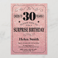 Surprise 30th Birthday Pink Rose Gold Glitter