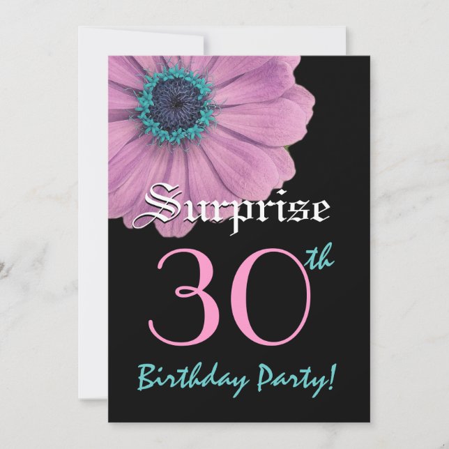 SURPRISE 30th Birthday Template Pink Daisy (Front)