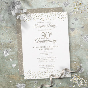 Surprise 30th Wedding Anniversary Hearts Confetti Invitation