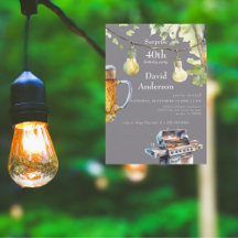 Surprise 40th Backyard BBQ Birthday Invitation