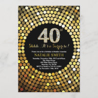Surprise 40th Birthday Black and Gold Glitter