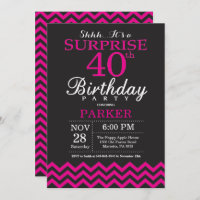 Surprise 40th Birthday Black and Hot Pink
