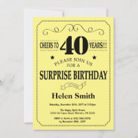 Surprise 40th Birthday Black and Yellow