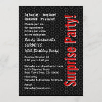 SURPRISE 40th Birthday Black White Red Stars