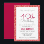 Surprise 40th Birthday Faux Red Glitter Invitation<br><div class="desc">This stylish surprise 40th Birthday party invitation features a red faux glitter border. Custom text allows you to add your invitation details.</div>