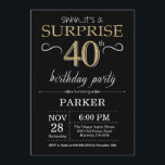 Surprise 40th Birthday Invitation Black and Gold<br><div class="desc">Surprise 40th Birthday Invitation with Black and Gold Glitter Background. Chalkboard. Adult Birthday. Men or Women Bday Invite. Any age. For further customisation,  please click the "Customise it" button and use our design tool to modify this template.</div>