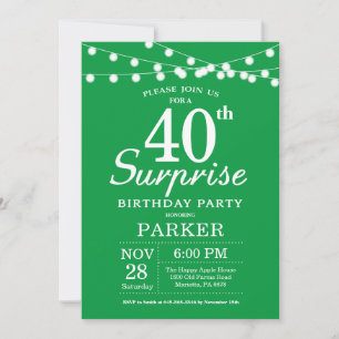 Surprise 40th Birthday Invitation Green