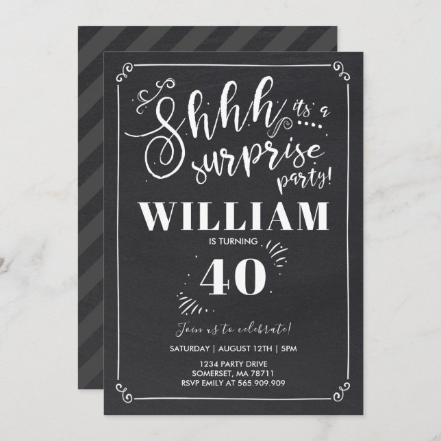Surprise 40th Birthday Invitation Vintage Surprise (Front/Back)