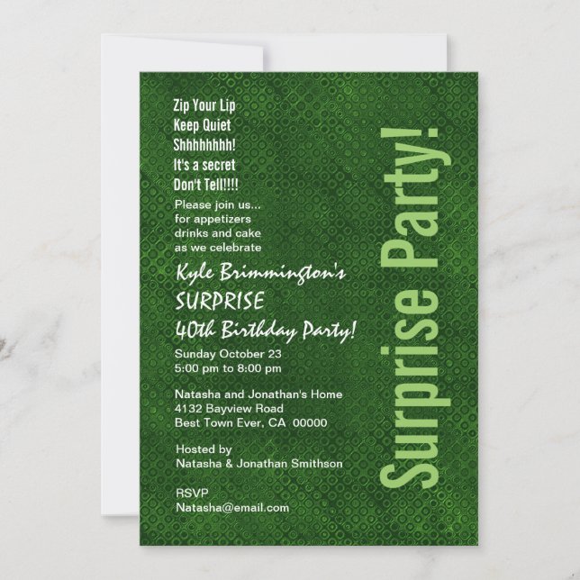SURPRISE 40th Birthday Kelly Green H351 Invitation (Front)