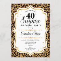 Surprise 40th Birthday - Leopard Gold White