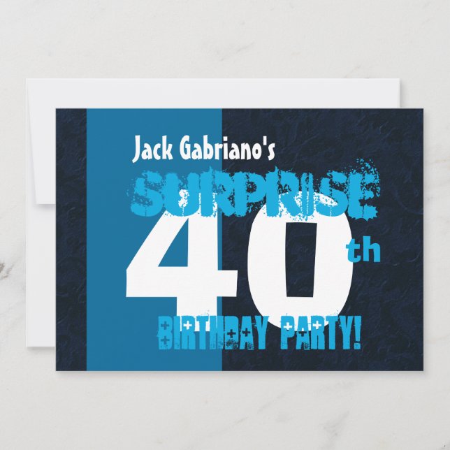 SURPRISE 40th Birthday Modern Blue W566A Invitation (Front)