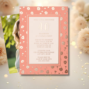 Surprise 40th Birthday Party Floral Elegant Coral 