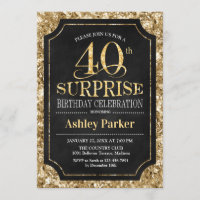 Surprise 40th Birthday Party - Gold Black