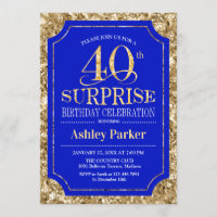 Surprise 40th Birthday Party - Gold Royal Blue