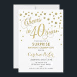 Surprise 40th Birthday Party - Gold White Invitation<br><div class="desc">Surprise 40th Birthday Party Invitation
Elegant design with faux glitter gold and white. Features script font and confetti. Cheers to 40 Years! Message me if you need a custom age.</div>