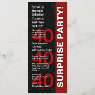 SURPRISE 40th Birthday Party Modern Black Red V05 Invitation