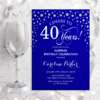 Surprise 40th Birthday Party - Royal Blue Silver