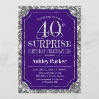 Surprise 40th Birthday Party - Silver Purple