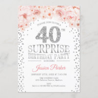 Surprise 40th Birthday Party - White Silver Pink