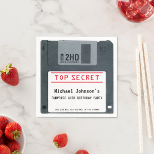 Surprise 40th Birthday Top Secret Retro 1980s Disk Napkin
